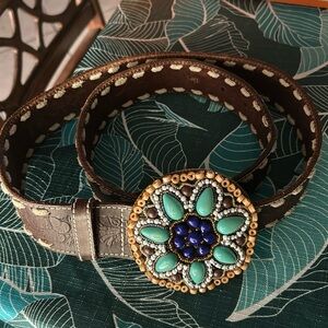 Brown leather wester belt